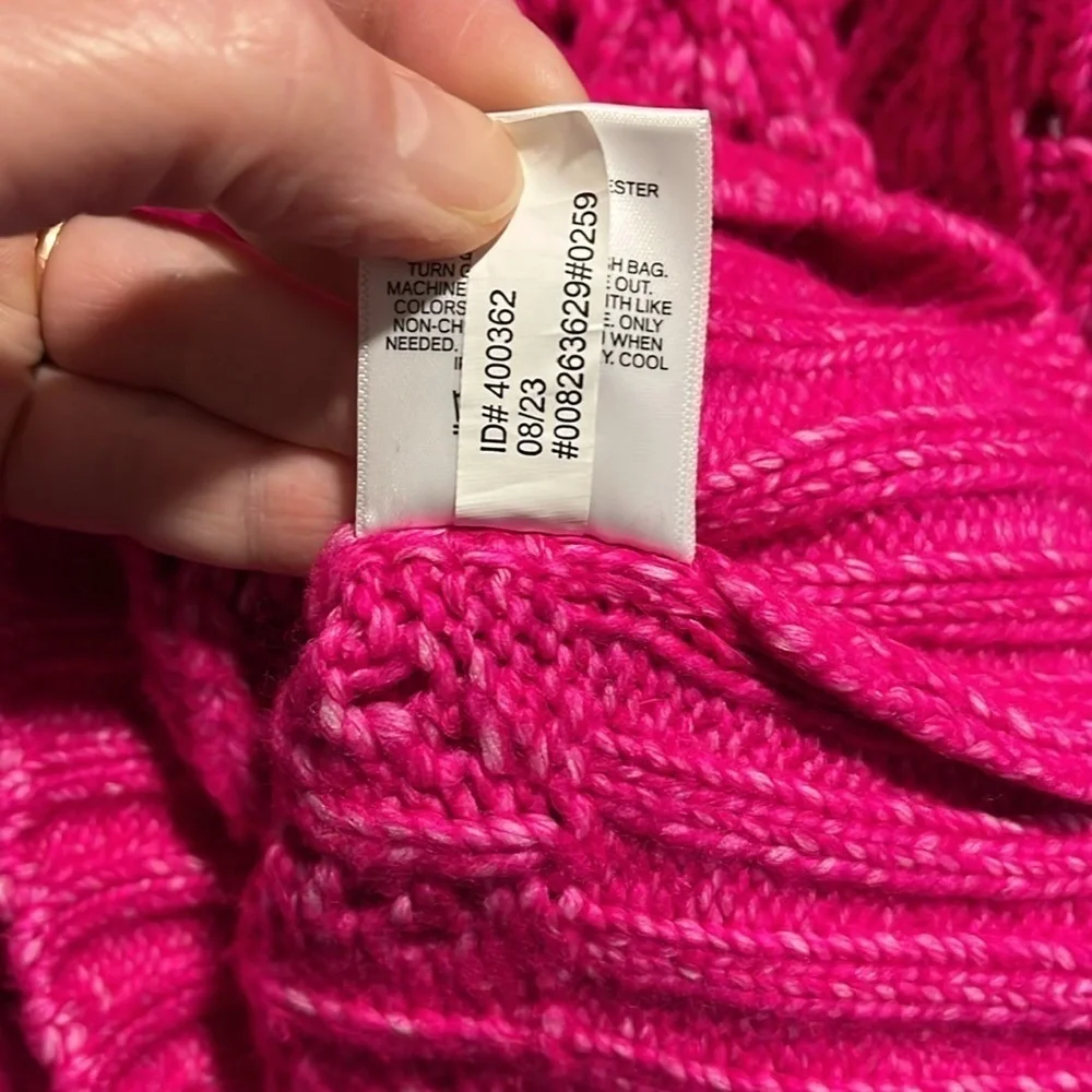 Express Hot Pink Open Knit Crew Sweater